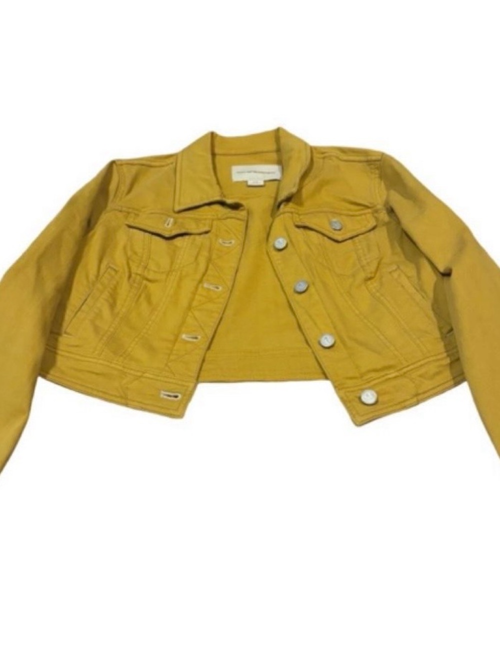 Medium Pilcro and the Letterpress mustard cropped denim trucker jacket- yellow - Picture 4 of 4